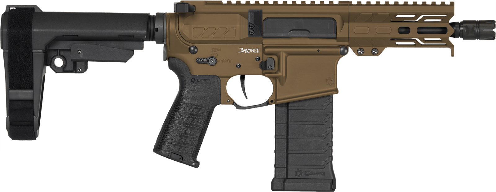 CMMG 54A3B0FMB Banshee MK4 5.7x28mm 40+1 5" Black Nitride Medium Taper Threaded Barrel, M-LOK Handguards Midnight Bronze Cerakote Aluminum, Picatinny Rail Receiver, CMMG Zeroed Grips