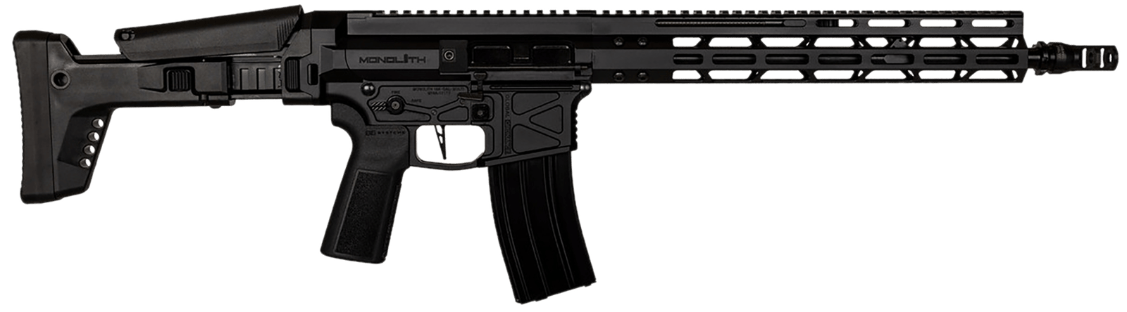 Global Ordnance LLC 197892003216 Monolithic 5.56 NATO 16" Barrel, Keymod Handguard, Modular Black Stock, Black Polymer Grip
