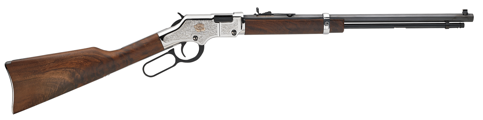 Henry H004AB Golden Boy American Beauty Full Size 22 S/L/LR, 20" Blued Octagon Barrel, Nickel-Plated Alloy Drilled & Tapped Receiver, American Walnut Fixed Stock, Right Hand