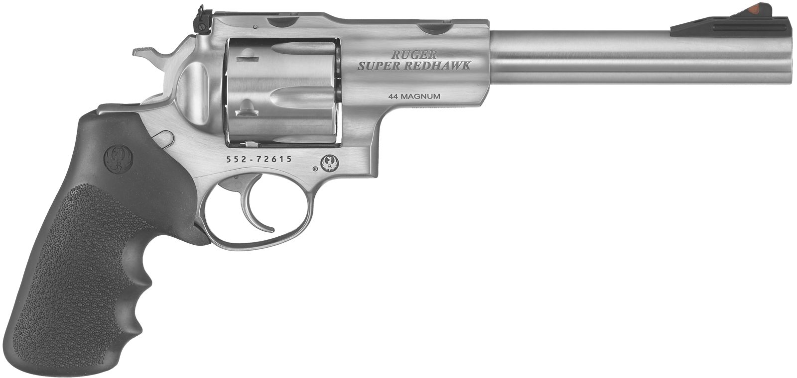 Ruger 5501 Super Redhawk 44 Rem Mag/44 Special 6rd 7.50" Satin Stainless Steel w/Integral Mount Barrel, Satin Stainless Cylinder & Frame, Black Hogue Tamer Monogrip, Transfer Bar Safety