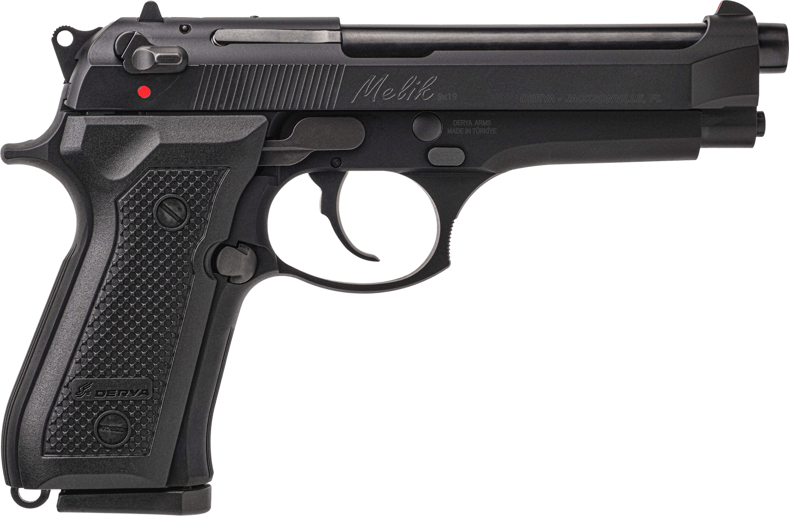 Derya Firearms 10LMELIK9TR Melik 9mm Luger 10+1 4.90" Black Melonite Steel Barrel, Black Melonite Serrated Steel Slide, Black Aluminum Frame, Black Polymer Grip