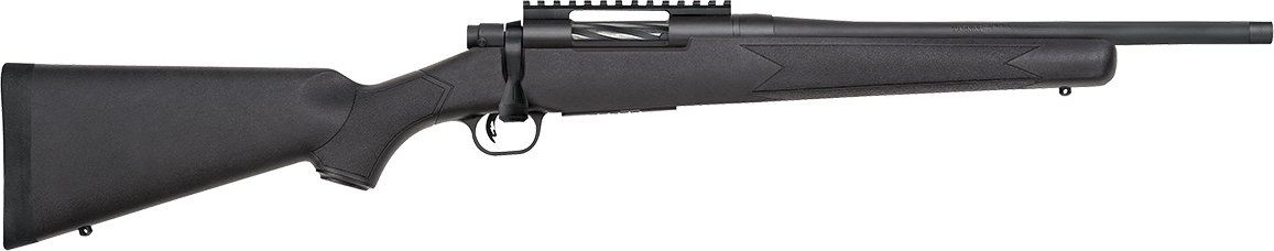 Mossberg 28227 Patriot Carbine 22-250 Rem 5+1 18" Matte Blued Threaded Bull Barrel, Matte Blued Picatinny Rail Receiver, Black Fixed Synthetic Stock