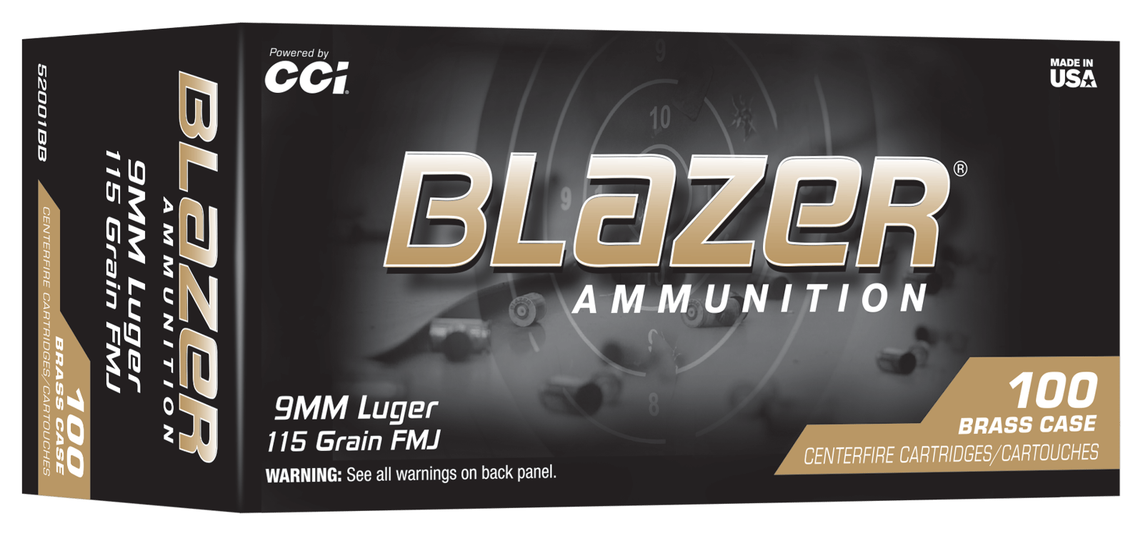 CCI 52001BB BLAZER BRASS 9MM 115GR 100/10