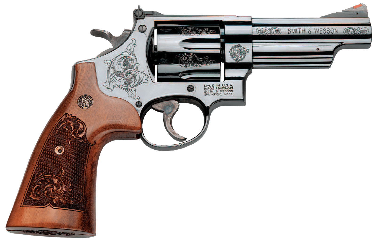 Smith & Wesson 150783 Model 29 44 Rem Mag or 44 S&W Spl Machine Engraved Blued Carbon Steel 4" Barrel, 6rd Cylinder & N-Frame, Wood Engraved Grip