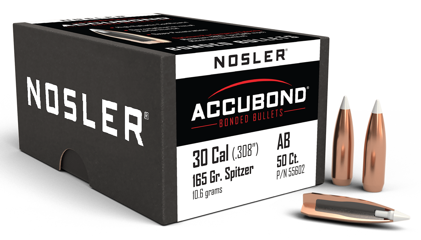 Nosler 55602 AccuBond 30Cal 165gr Spitzer Point 50/Box