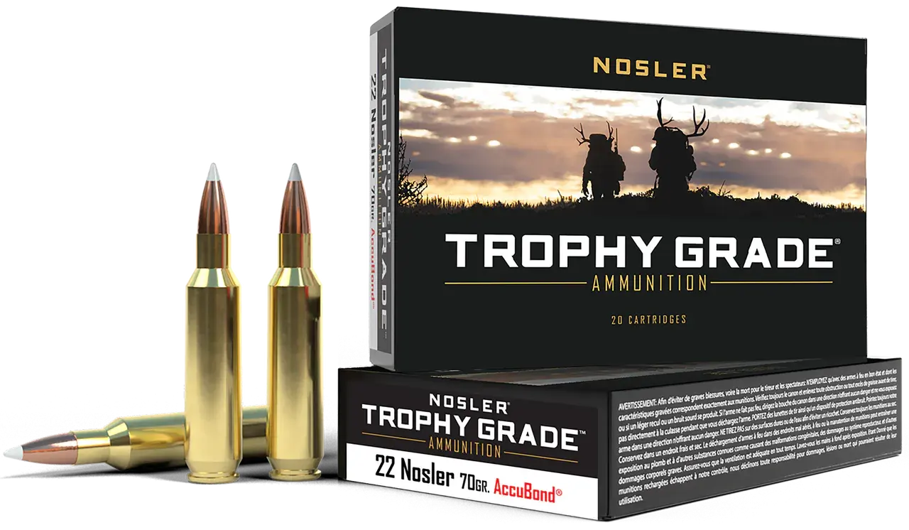 Nosler 60918 Trophy Grade 22Nosler 70gr Nosler AccuBond 20 Per Box/20 Case