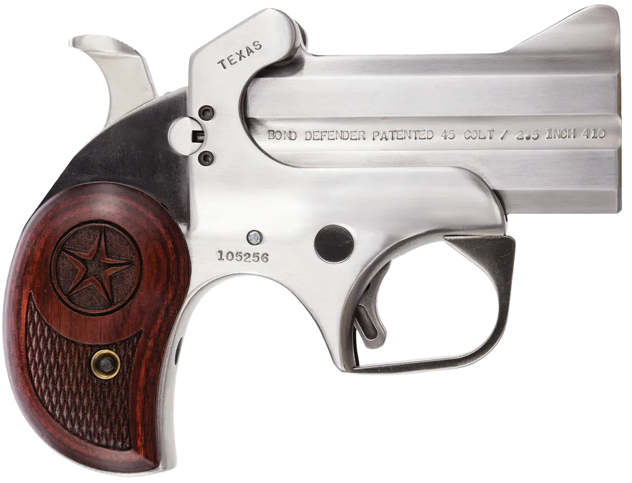 Bond Arms BATD Texas Original 357 Mag/38 Sp 2rd 3" Barrel, Stainless Metal Finish, Rosewood Grip, Blade Front/Fixed Rear Sights, Manual Safety