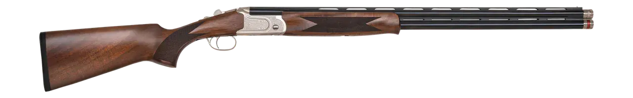Mossberg 75491 Gold Reserve 16 Gauge Break Open 2.75" 2rd 28" Blue Polished Over/Under Vent Rib Barrel, Silver w/Engraved Scroll & Gold Inlay Receiver, Fixed Grade A Walnut Stock