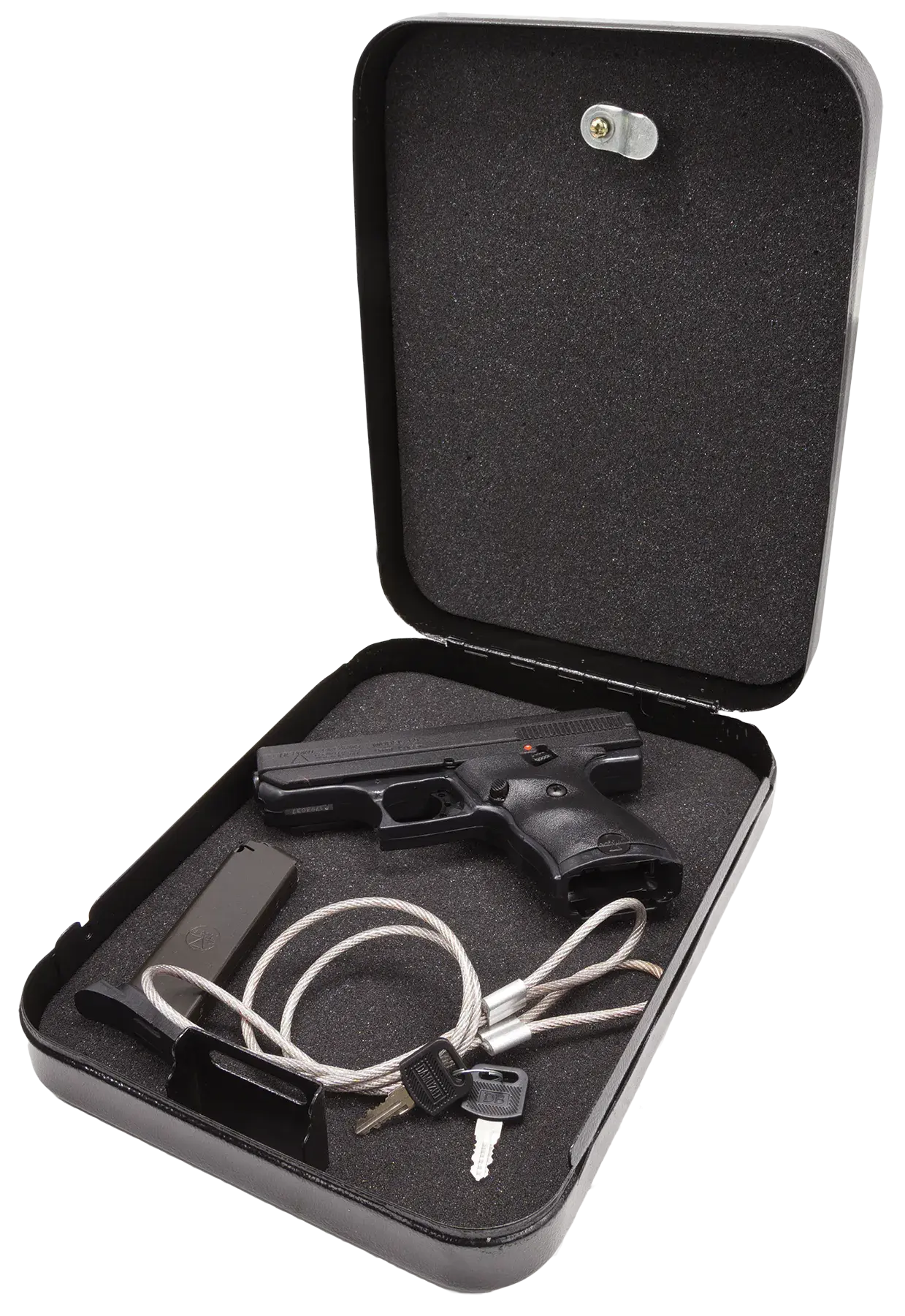 Hi-Point 916HSP CF Home Security Package 9mm Luger 8+1 3.50" Black Steel Barrel Black Powder Coated/Chrome Serrated Steel Slide Black Polymer Frame Black Polymer Grip, Keyed Lock Box