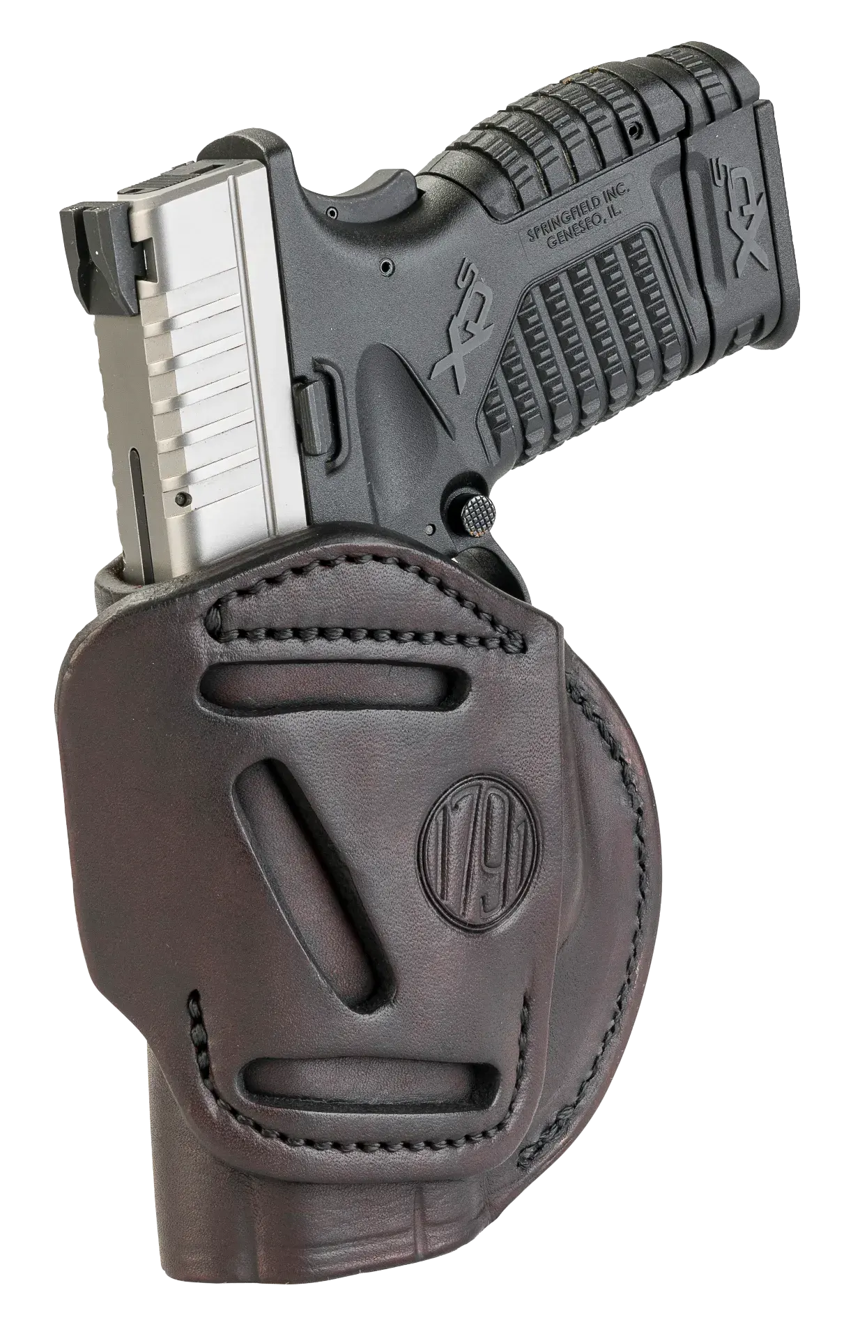 1791 Gunleather 4WH4SBRR 4-Way IWB/OWB Size 04 Signature Brown Leather Belt Clip Compatible w/Glock 26/S&W M&P Shield/Springfield XD/XDS Right Hand