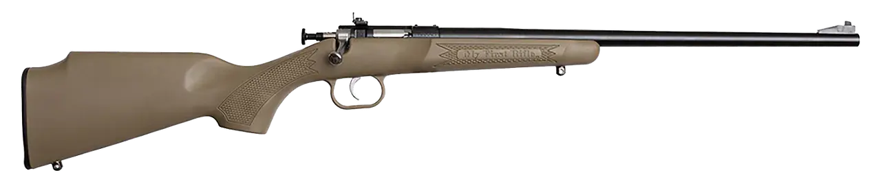 Crickett KSA2235 Youth 22 LR 1rd 16.12" Blued Barrel & Receiver, Fixed Front/Adjustable Rear Peep Sights, Desert Tan Synthetic Stock w/11.5" LOP, Rebounding Firing Pin Safety