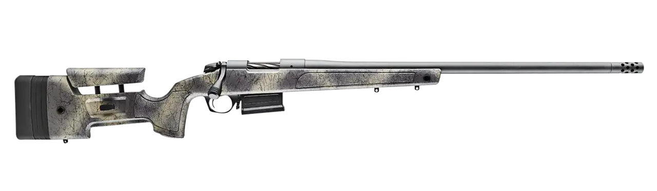 Bergara Rifles B145371 B-14 Wilderness HMR 308 Win 5+1 20" Threaded, Sniper Gray Cerakote Barrel/Rec, Adj. SoftTouch Woodland Camo Stock with Mini-Chassis, Omni Muzzle Brake