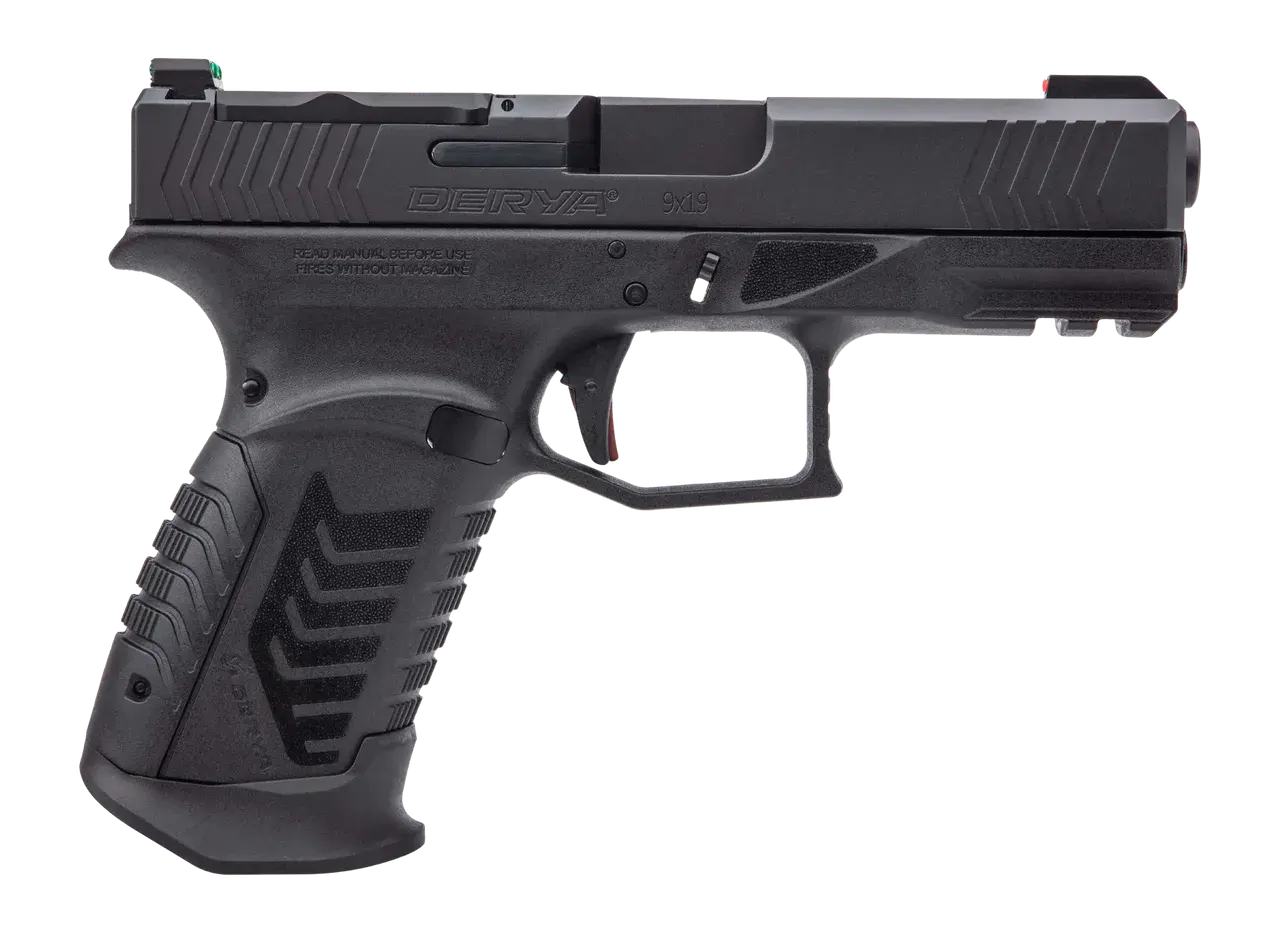 Derya Firearms DY9.MA.US DY9 MA Compliant 9mm Luger 10+1 3.86" Black Melonite Alloy Steel Optic Ready/Serrated Slide, Black Polymer Frame w/Picatinny Rail, Interchangeable Backstrap Grip