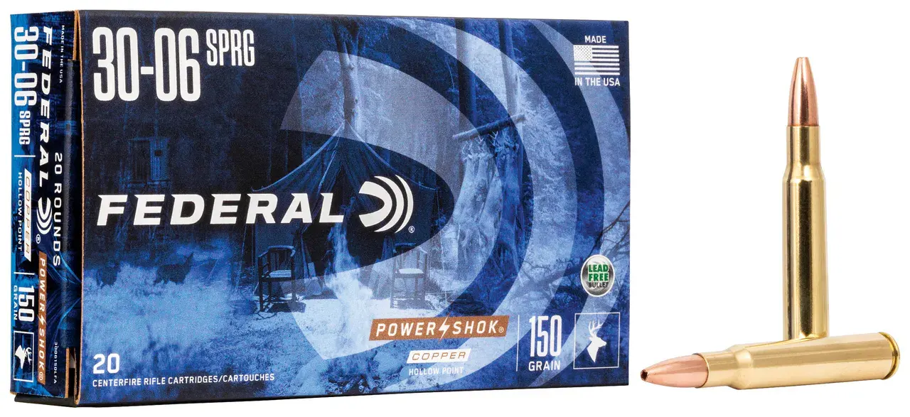 Federal 3006150LFA Power-Shok 30-06Springfield 150gr Copper Hollow Point 20 Per Box/10 Case