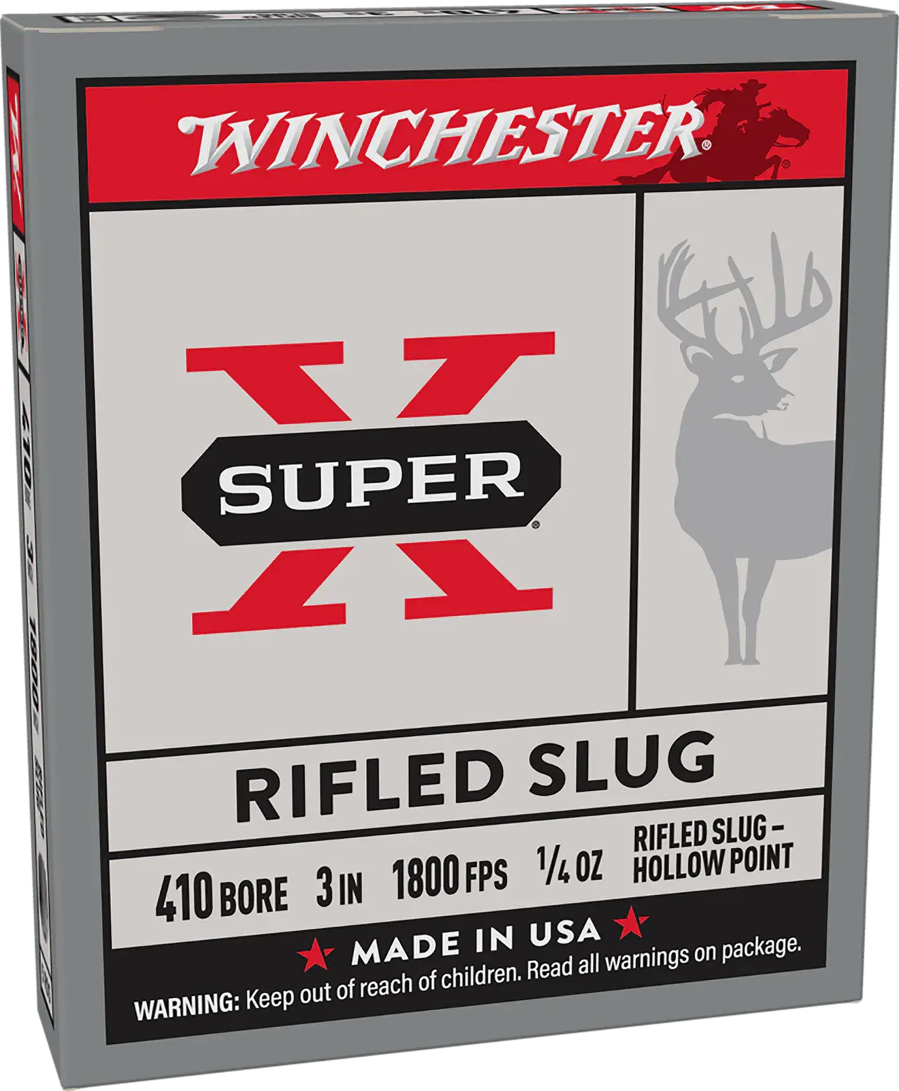 Winchester Ammo X413RS5 Super X 410Gauge 3" 1/4oz Rifled Slug Shot 5 Per Box/50 Case