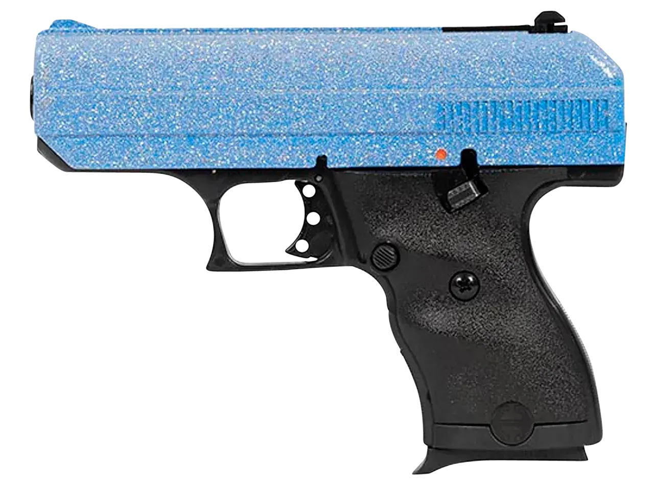 Hi-Point 916BLSP C9 9mm Luger 8+1 3.50" Black Steel Barrel, Hydro-Dipped Blue Sparkle Serrated Slide, Black Polymer Frame, Black Polymer Grips