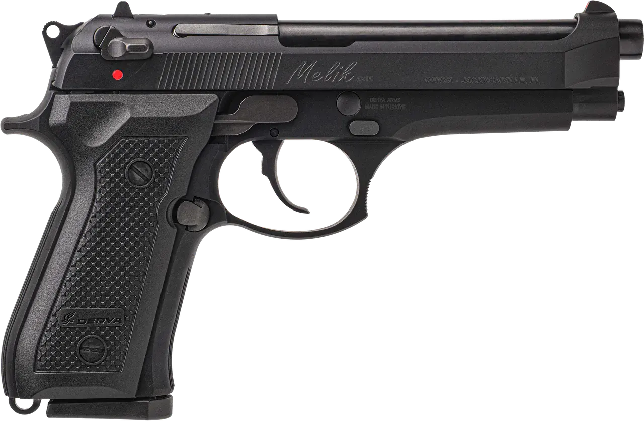 Derya Firearms MELIK9TR Melik 9mm Luger 17+1 4.90" Black Melonite Steel Barrel, Black Melonite Serrated Steel Slide, Black Aluminum Frame, Black Polymer Grip