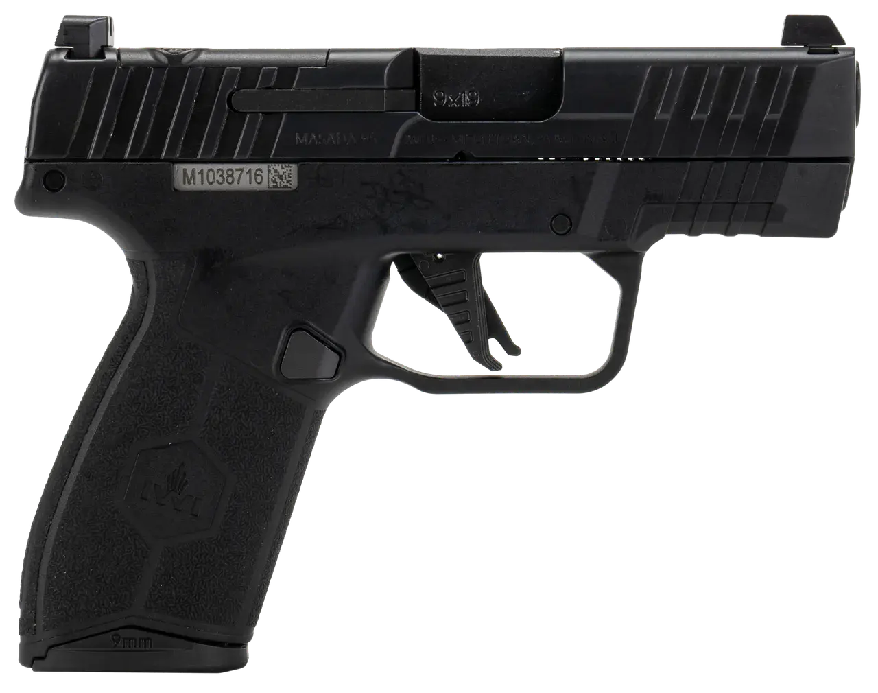 IWI US M9SLIM13E MASADA Slim Elite 9mm Luger 13+1 3.10" Button-Rifled Barrel, Optic Ready/Serrated Slide, Black Polymer Frame w/Picatinny Rail, Black Textured Grip, Ambidextrous