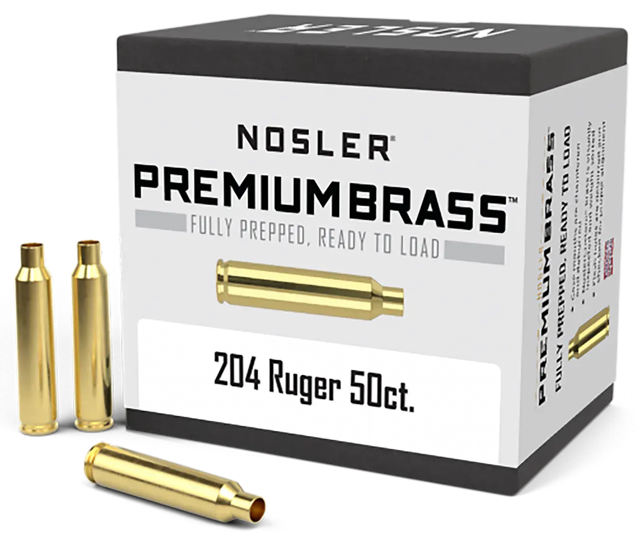 Nosler 10056 Premium Brass Unprimed Cases 204Ruger Rifle Brass 50/Box