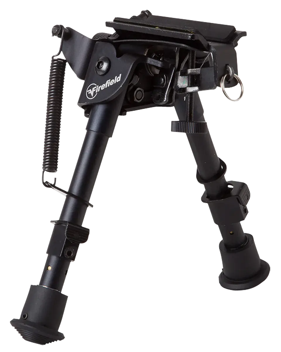 Firefield FF34023 Compact Bipod 6-9" Black Aluminum Swivel Stud Attachment or Picatinny Rail (Adapter Included)