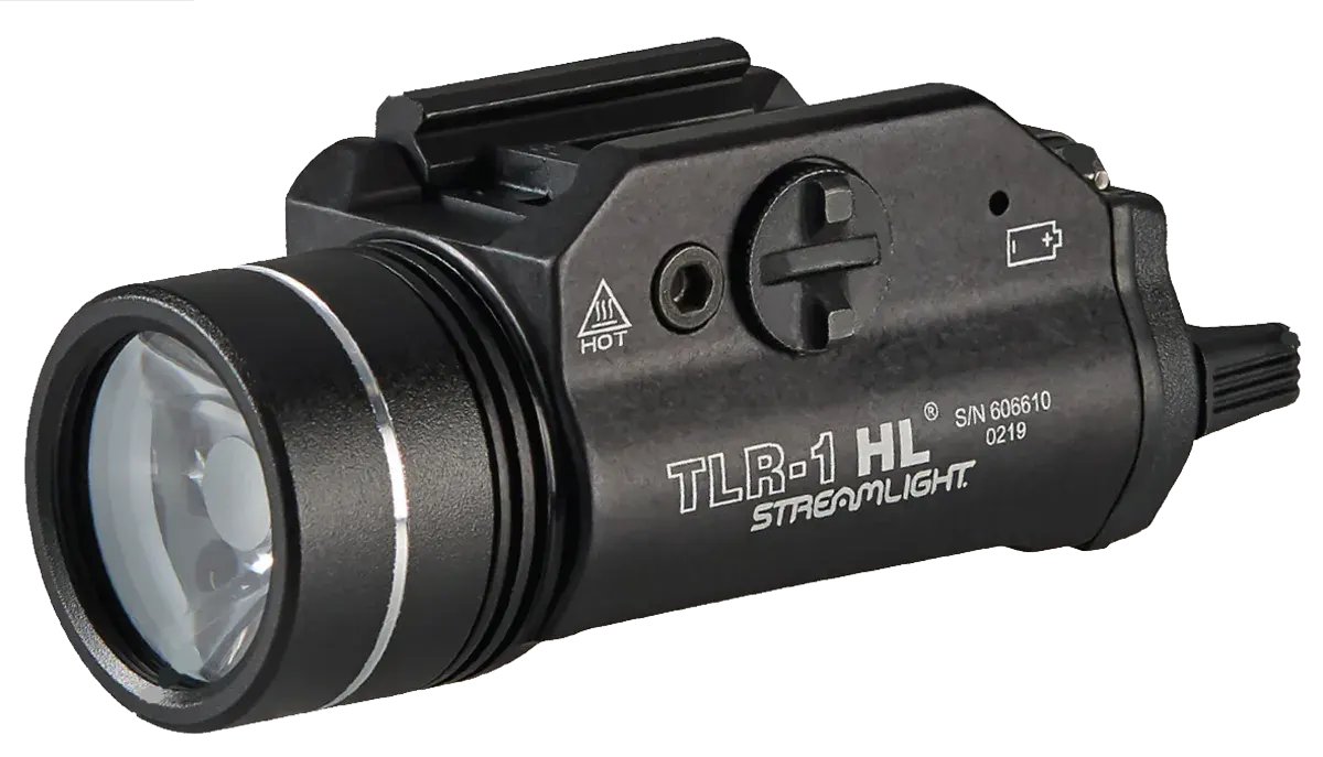 Streamlight 69889 TLR-1 HL Black Anodized Aluminum, 1,000 Lumens White LED Bulb, 283 Meters Beam, Picatinny Rail/Rail Clamp Mount