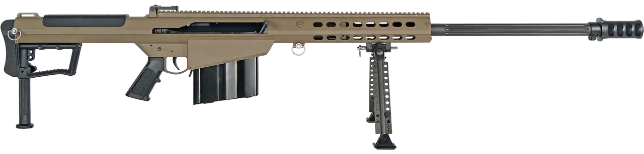 Barrett 20186 M107A1 50 BMG 10+1 20" Fluted Barrel, Flat Dark Earth Receiver w/Picatinny Rail, M-LOK Handguard, QD BiPod Forend, Black Polymer Grip
