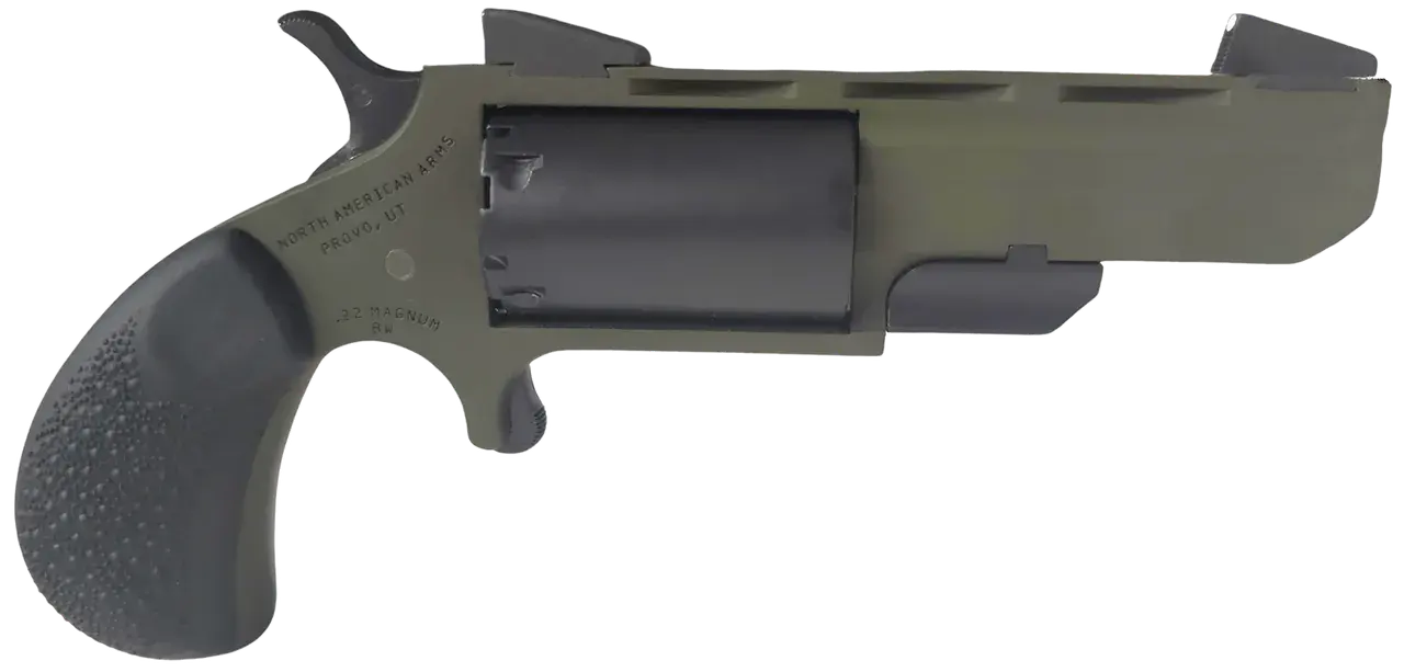 North American Arms NAATGHCB Green Huntsman Conversion 22 LR/22 Mag 5rd 2" Heavy Vent Rib Barrel, OD Green Cerakote Steel Frame, Matte Black Cylinder, Black Cobblestone Rubber Grip