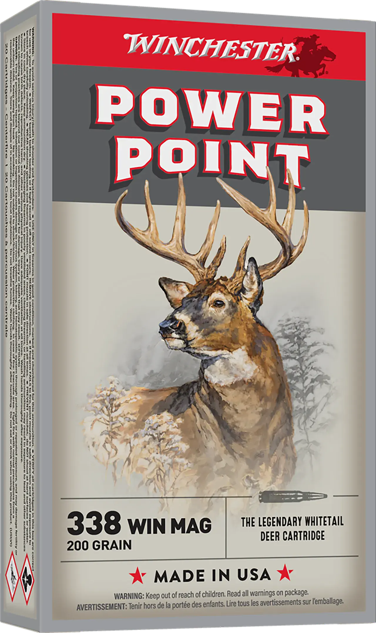 Winchester Ammo X3381 Power-Point 338WinMag 200gr 20 Per Box/10 Case