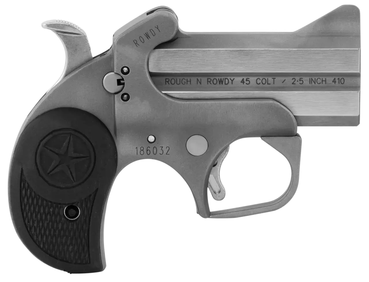 Bond Arms BARW Rowdy Rough Series 45 Colt/410 Gauge 2rd Shot 3" Stainless Steel Stainless Steel Frame Black Rubber Grips