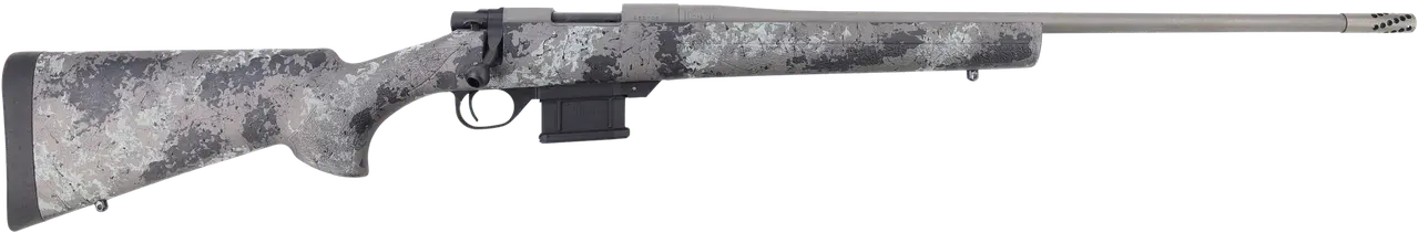 Howa HMFN22ARCGL 1500 Fence Line 22 ARC 5+1 22" Tungsten Cerakote Threaded Barrel, Tungsten Cerakote Aluminum Drilled & Tapped Receiver, Gray Light Camo Fixed Synthetic Stock, Right Hand