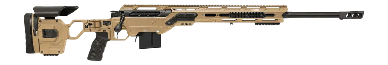 Cadex Inc CDXMCKRKN33827BR30I2D3 CDX-MC Kraken 338 Lapua Mag 5+1 27" Black DLC Match Grade Threaded Barrel, Hybrid Tan Receiver w/Picatinny Rail, M-LOK Handguard, Hybrid Tan Adjustable Folding Buttsto