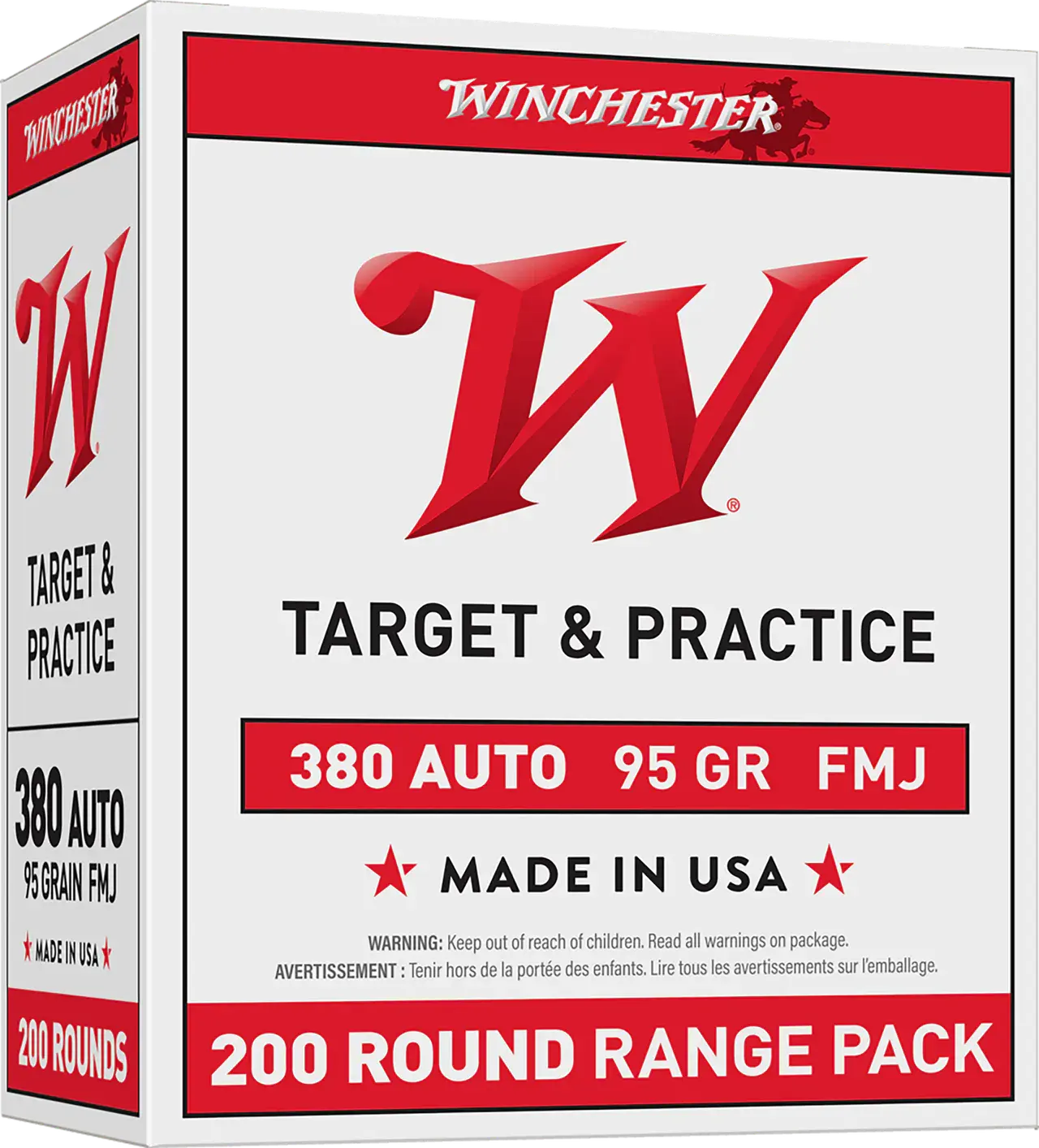 Winchester Ammo USA380W USA 380ACP 95gr Full Metal Jacket 200 Per Box/5 Case