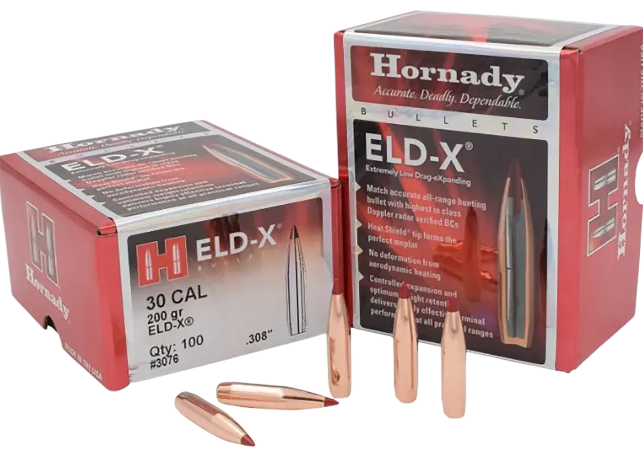 Hornady 3076 ELD-X 30 Cal .308 200 gr Extremely Low Drag eXpanding 100 Per Box/ 15 Case