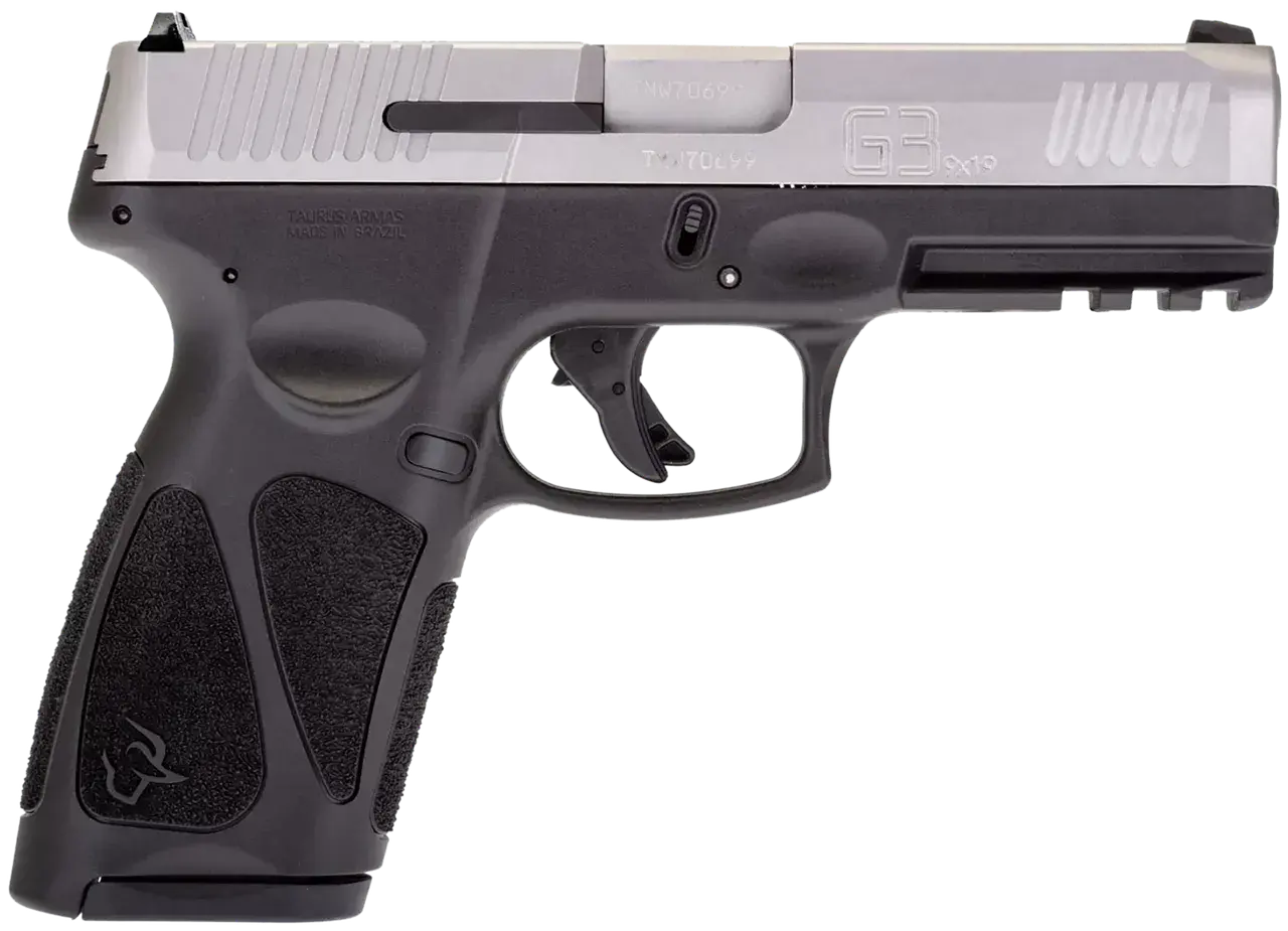 Taurus 1-G3B949-15 G3 Full Size Frame 9mm Luger 15+1 4" Matte Stainless Steel Barrel, Matte Serrated Stainless Steel Slide, Black Polymer Frame w/Picatinny Rail, Polymer Grip, Right Hand