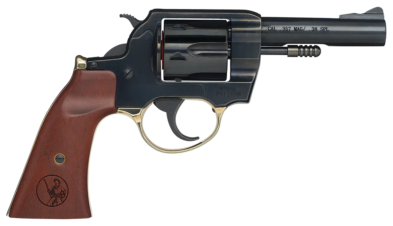 Henry H017GDM Gunfighter 357 Mag/38 Special 6rd 4" Blued Steel Barrel, Blued Cylinder, Blued Polished Steel Frame, Walnut Gunfighter Grip Transfer Bar Safety