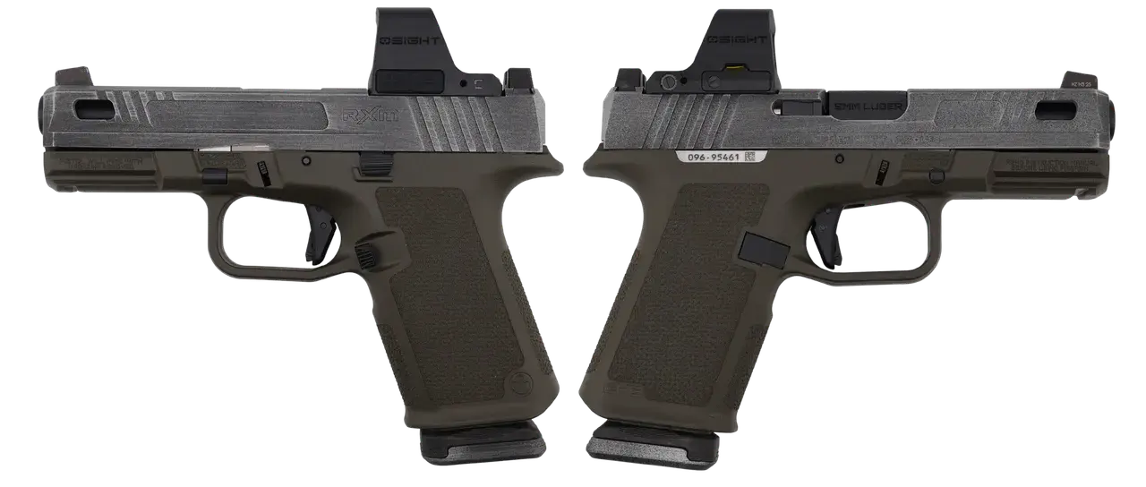 RUGER RXM 9MM PISTOL 4" PORTED BBL ODG/CRUSHED SILVER MAGPUL EHG, O.R. 2-15RD MAGS
