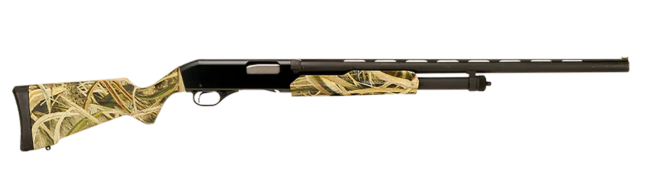 Stevens 22563 320 Field Compact 12 Gauge Pump 3" 5+1 26" Matte Black Vent Rib Barrel, Matte Black Aluminum Drilled & Tapped Receiver, Fixed Mossy Oak Shadow Grass Blades Synthetic Stock, Ambidextrous