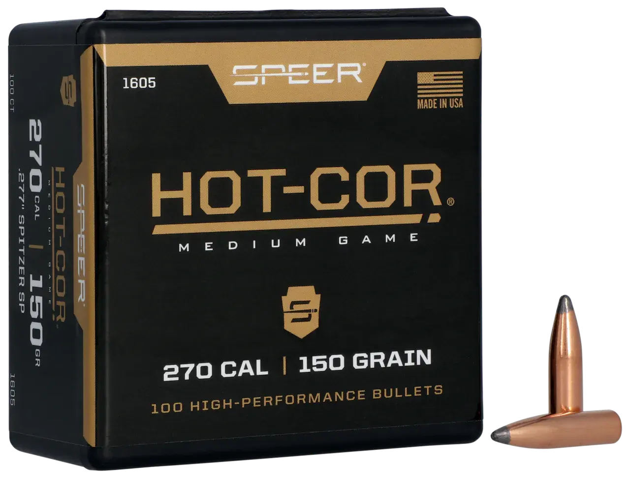 Speer 1605 Hot-Cor 277Cal 150gr Spitzer Soft Point 100 Per Box/5 Case