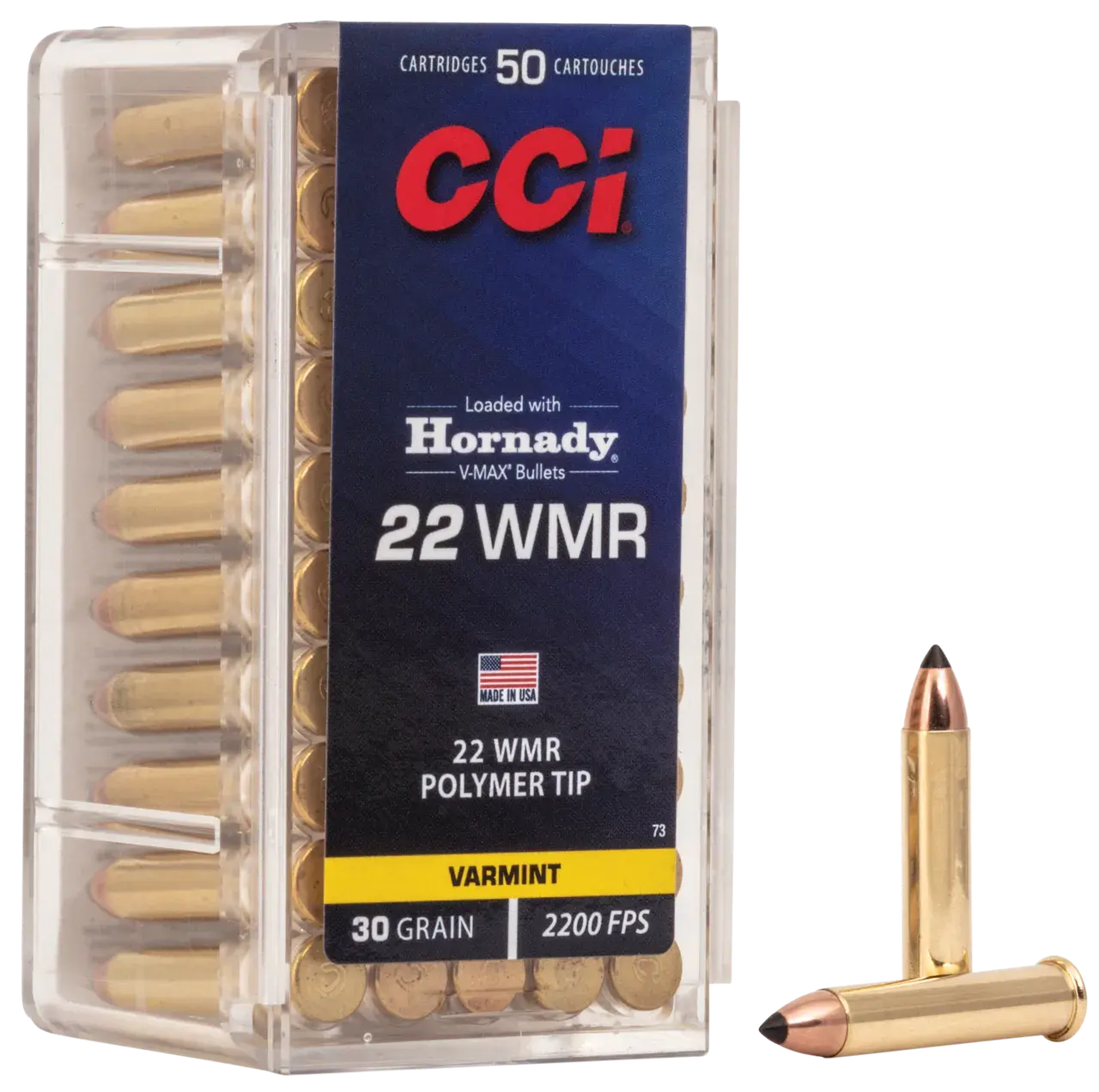 CCI 0073 VMAX 22WMR 30gr Hornady V-Max 50 Per Box/40 Case