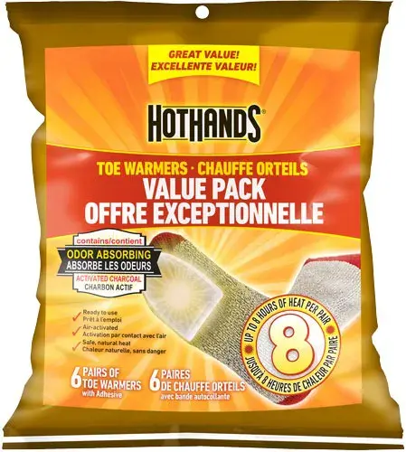 HOTHANDS TOE WARMER VALUE PACK 6 PAIRS PER PACK 8 HOUR W/ADHS