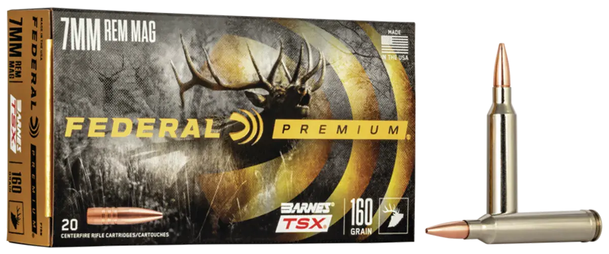 Federal P7RN Premium 7mmRemMag 160gr Barnes TSX 20 Per Box/10 Case