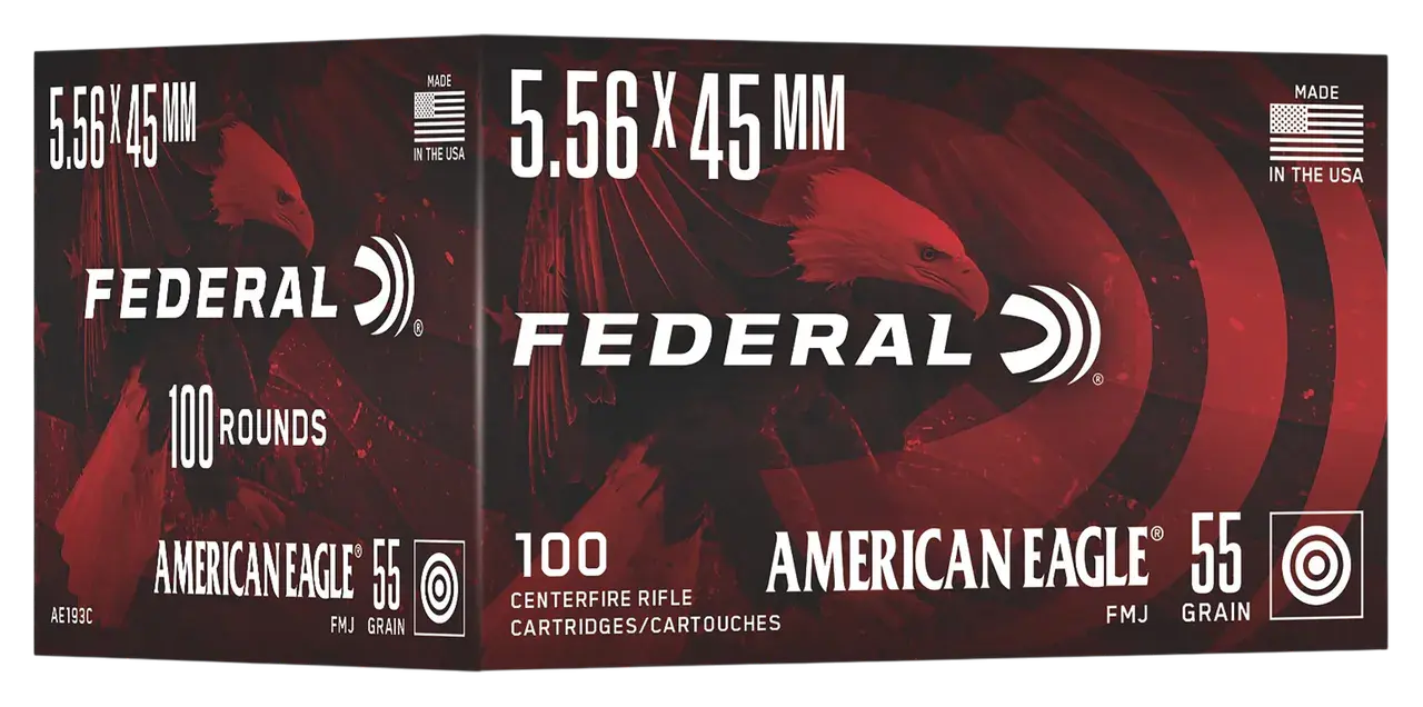 Federal AE193C American Eagle 5.56x45mm 55gr Full Metal Jacket 100 Per Box/5 Case