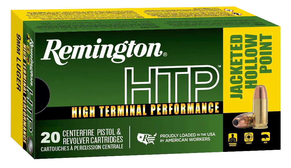 Remington Ammunition 28295 HTP 9mmLuger 147gr Jacketed Hollow Point 20 Per Box/25 Case