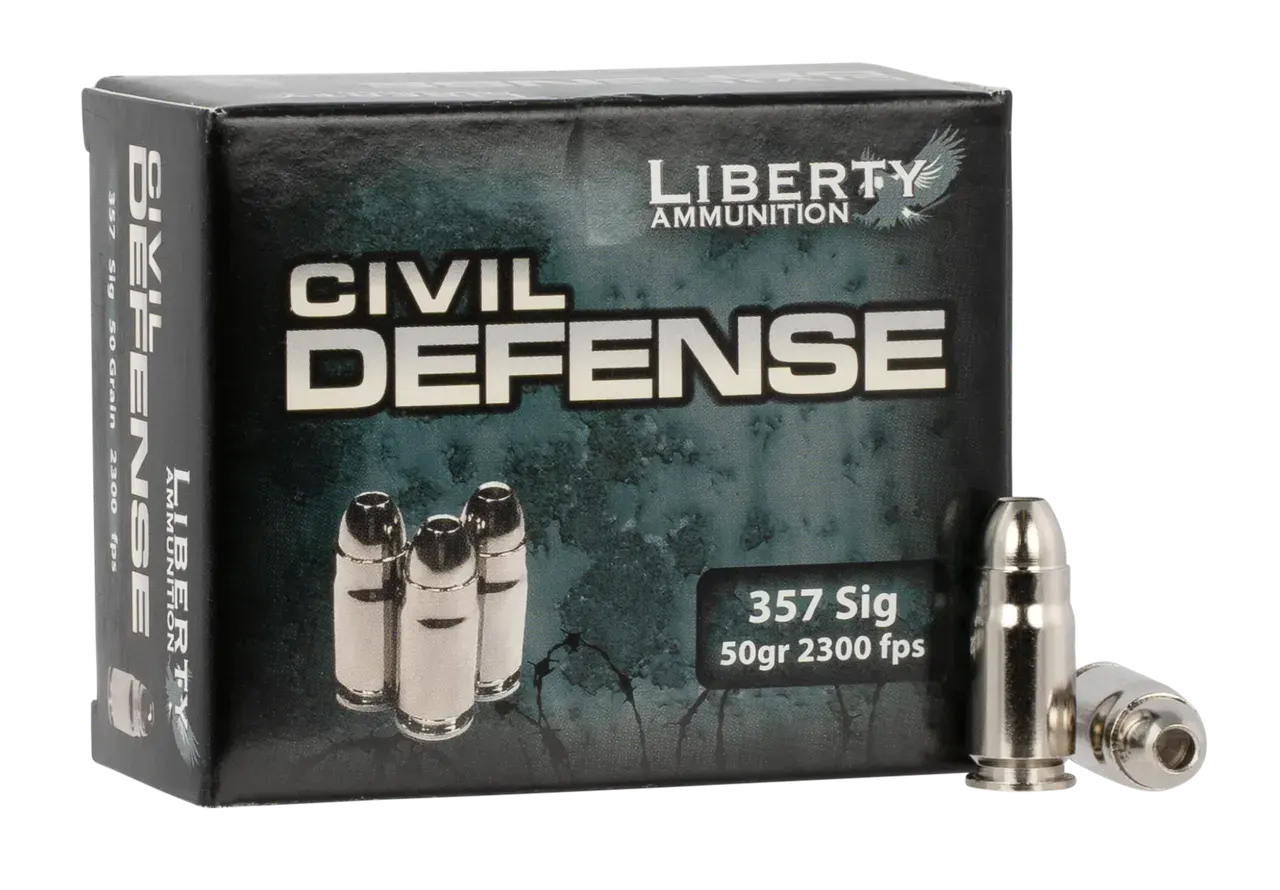 Liberty Ammunition LACD357SIG053 Civil Defense 357Sig 50gr Lead Free Fragmenting Hollow Point 20 Per Box/50 Case