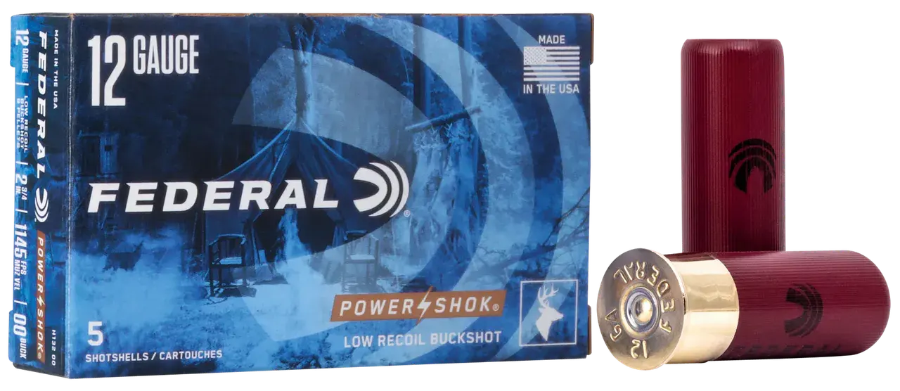Federal H13200 Power-Shok Low Recoil 12Gauge 2.75" 9Pellets 1 3/16oz 00BuckShot 5 Per Box/50 Case