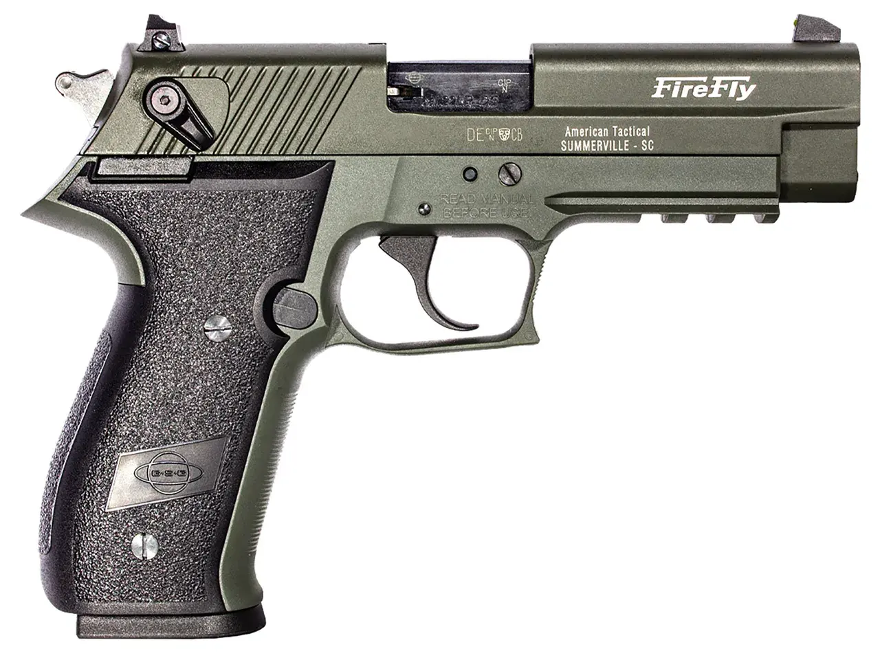 GSG GERG2210FFG FireFly 22 LR 10+1 4" Green Steel Barrel, Serrated Slide, Zinc Alloy w/Accessory Rail Frame, Black Polymer Grip
