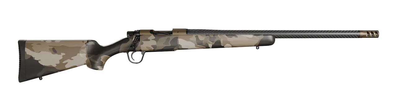 Christensen Arms 8010653000 Ridgeline FFT Full Size 7mm PRC 3+1 22" Carbon Fiber Threaded Barrel, Burnt Bronze Cerakote Steel Drilled & Tapped Receiver, Barren Dune Camo Fixed Carbon Fiber Stock
