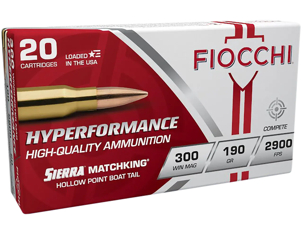Fiocchi 300WMMKE Hyperformance Compete 300Win Mag 190gr Sierra MatchKing BTHP 20 Per Box/10 Case