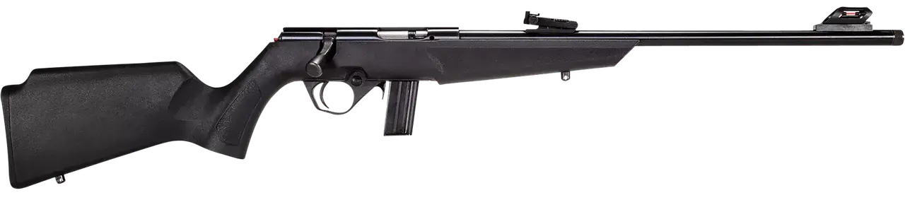 Rossi RB22L1611 RB22 Compact 22 LR 10+1, 16" Matte Black Button Rifled Free Floating Steel Barrel, Matte Black Stainless Steel Receiver, Black Monte Carlo Stock, Right Hand