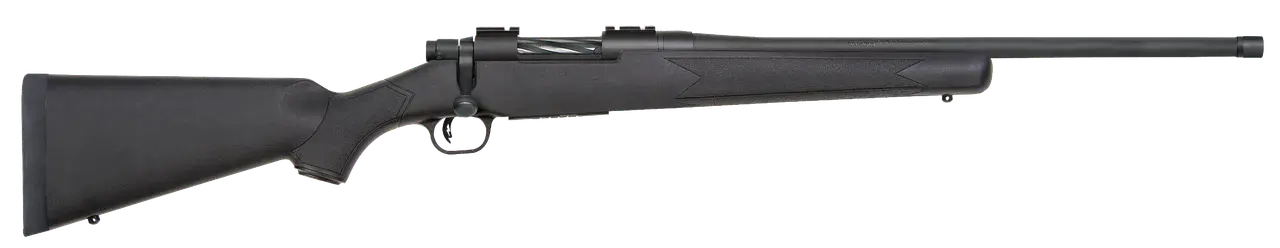 Mossberg 28013 Patriot Full Size 450 Bushmaster 4+1 20" Matte Blued Fluted Threaded Barrel, Drilled & Tapped Matte Blued Stainless Steel Receiver, Black Fixed Synthetic Stock, Right Hand